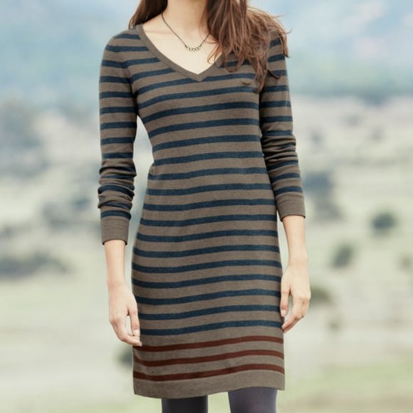 Peruvian Connection Pomata Stripe Pima Cotton Dress Medium - Picture 1 of 4
